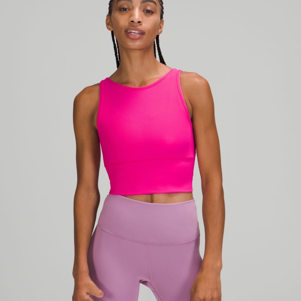 NWOT Lululemon power pivot rib tank-Sonic Pink Sz4